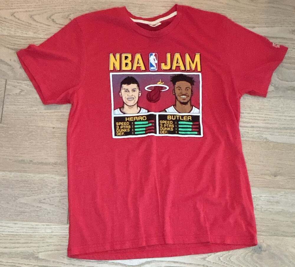 Homage Miami Heat NBA Jam T-Shirt Size M Red Tyler Herro Jimmy Butler